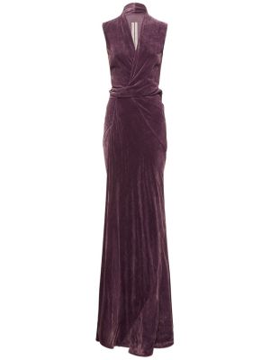 Aksamitna sukienka długa bez rękawów Rick Owens fioletowa