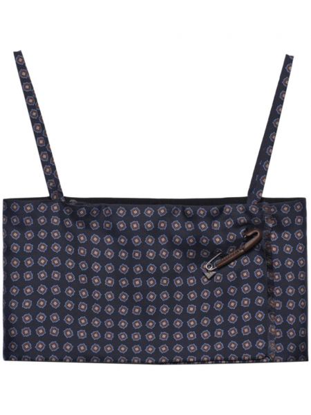 Seiden crop top mit print Prada blau