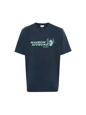 Koszulka z nadrukiem Maison Kitsune niebieska