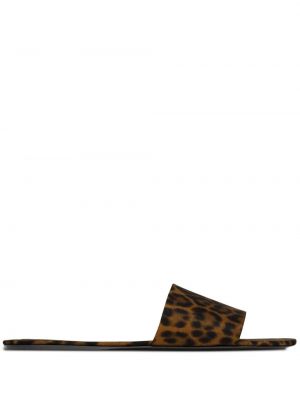 Sandales bez papēžiem ar apdruku ar leoparda rakstu Saint Laurent
