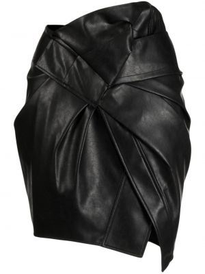 Плисирана асиметрична кожена пола Jnby черно