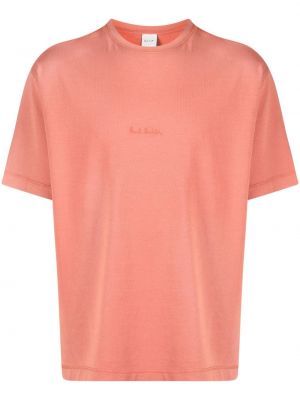 Bavlnené tričko s výšivkou Paul Smith oranžová