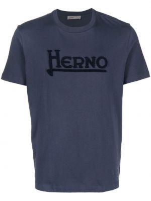 Памучна тениска Herno синьо