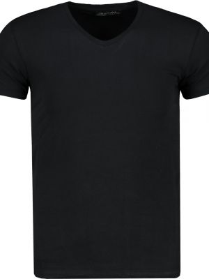 Polo marškinėliai v formos iškirpte Trendyol juoda