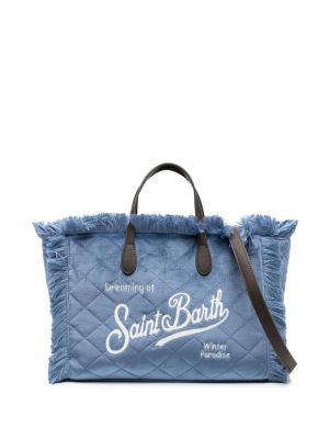 Ватирани шопинг чанта с ресни Mc2 Saint Barth синьо