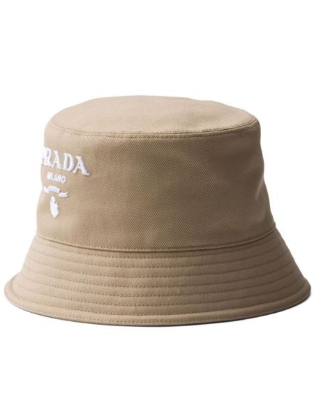 Pălărie de găleată cu broderie Prada kaki