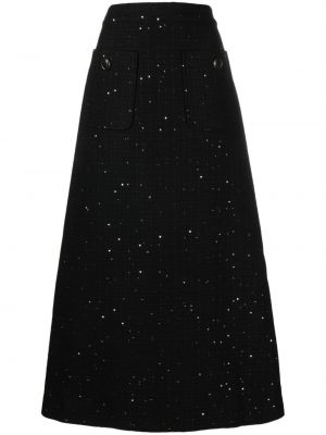 Midi sukně s flitry Elie Saab černé