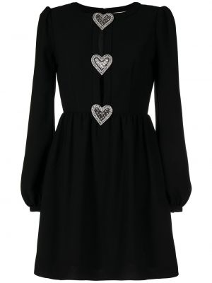 Mini šaty s knoflíky s dlouhými rukávy Saloni - černá