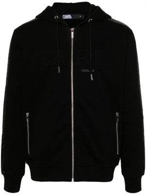 Βαμβακερός φούτερ με κουκούλα με σχέδιο Karl Lagerfeld μαύρο