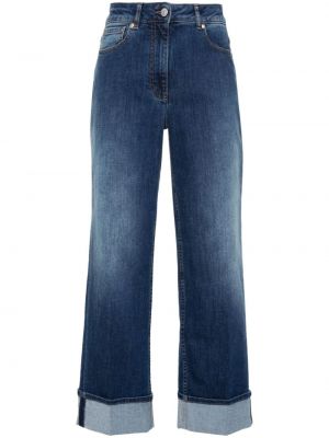 Straight fit džíny s vysokým pasem Peserico modré