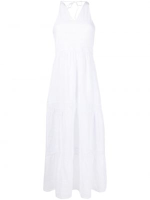Макси рокля без ръкави с v-образно деколте 120% Lino бяло