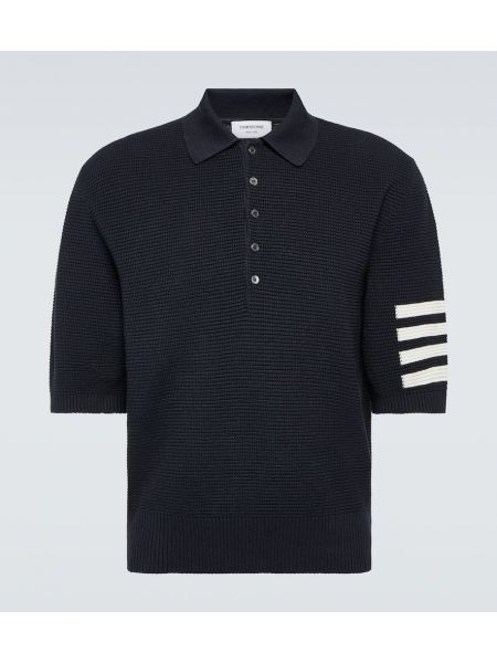 Polo de lino de algodón Thom Browne azul