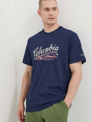 Памучна тениска с дълъг ръкав с принт Columbia