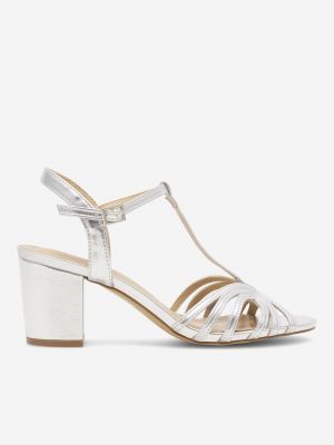 Kožené sandály z imitace kůže Clara Barson stříbrné