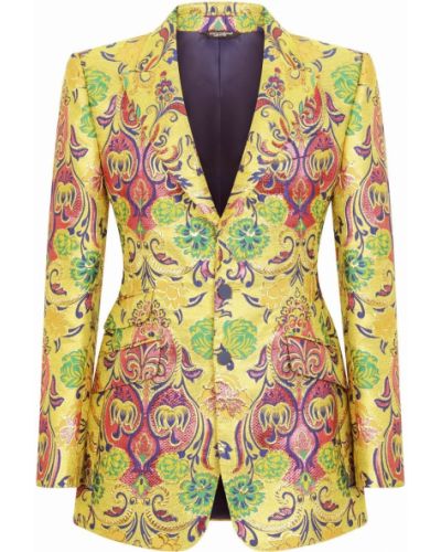 Ukrojena obleka iz žakarda Dolce & Gabbana rumena