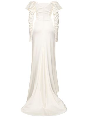 Drapované saténové dlouhé šaty s dlhými rukávmi Vivienne Westwood biela