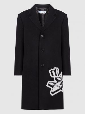 Шерстяное пальто Off-white черное