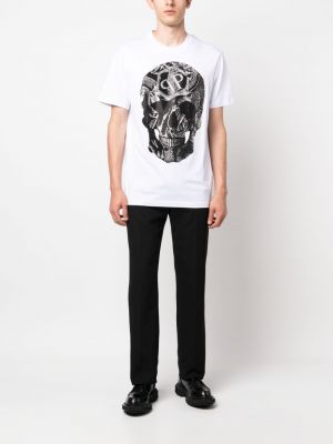 T-shirt col rond à motif serpent Philipp Plein blanc