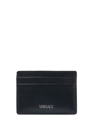 Žakárová kožená peňaženka Versace čierna