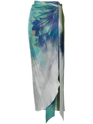 Hedvábné asymetrická sukně s potiskem Silvia Tcherassi - bílá