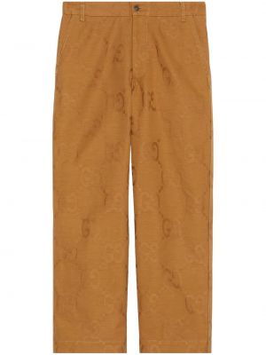 Pantalon droit à imprimé en jacquard Gucci marron