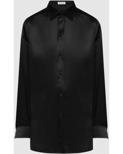 Шовкова блузка Balenciaga, чорна