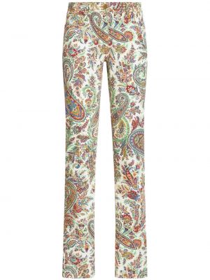 Skinny fit džínsy s vysokým pásom s potlačou s paisley vzorom Etro biela