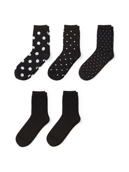 C&A Wielopak, 5 par-skarpetki-z bawełną bio-w kropki, Czarny, Rozmiar: 35-38 C&a