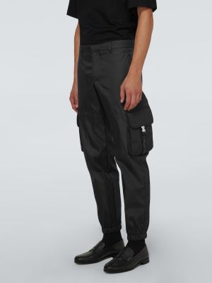 Nylonowe spodnie cargo Prada czarne