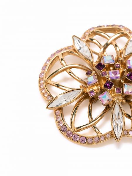 Broszka w kwiatki z kryształkami Givenchy Pre-owned złota