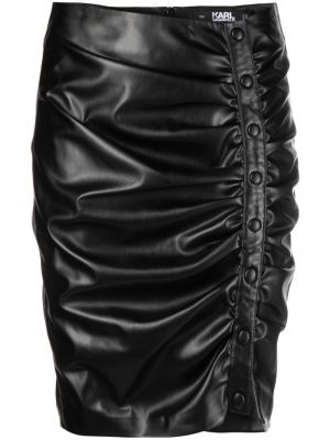 Czarna spódnica na guziki drapowana puchowa Karl Lagerfeld