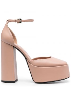 Pantofi cu toc din piele cu platformă Pollini roz