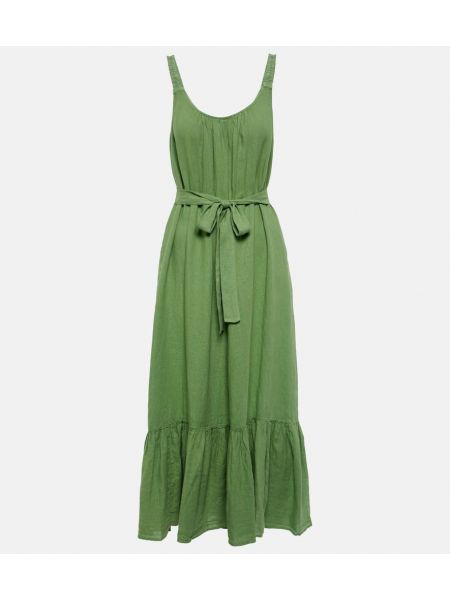 Bársony lenvászon hosszú ruha Velvet zöld