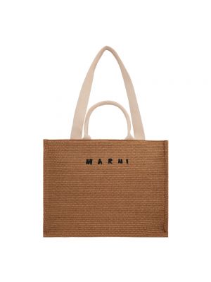 Shopper handtasche mit stickerei mit taschen Marni braun