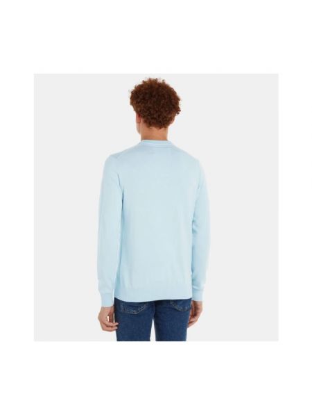 Suéter con bordado de algodón Calvin Klein azul