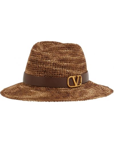 Viskózový kožený čepice Valentino Garavani zlatý