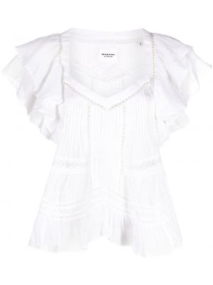 Пеплум памучна блуза с волани Marant Etoile бяло