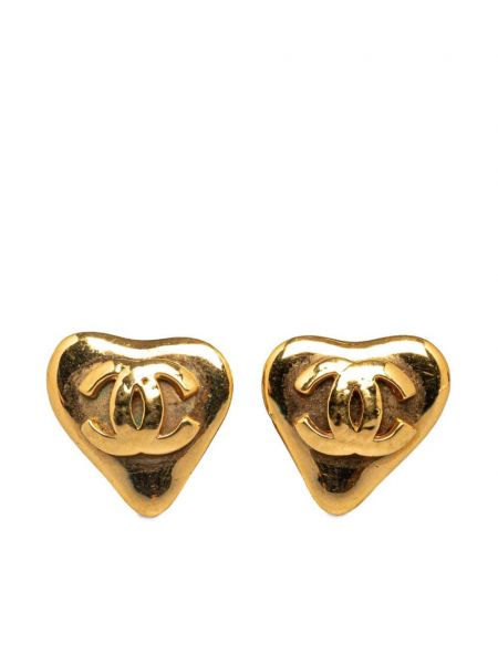 Szív mintás fülbevaló Chanel Pre-owned aranyszínű