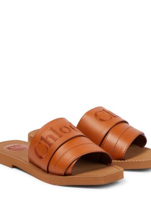 Kožené sandále Chloã© hnedá