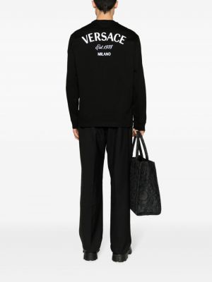 Kokvilnas t-krekls ar izšuvumiem Versace melns