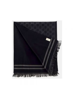 Bufanda de seda de tejido jacquard Gucci negro