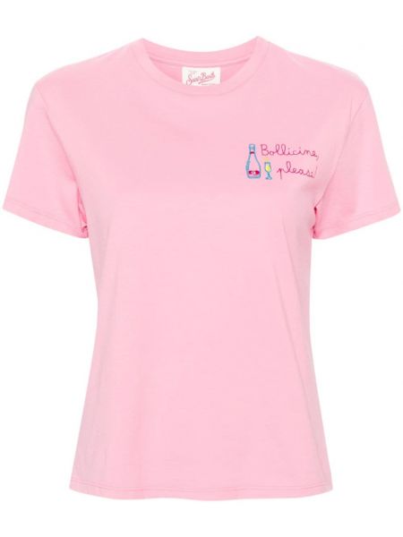 Βαμβακερή μπλούζα με κέντημα Mc2 Saint Barth ροζ