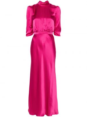 Rochie de cocktail de mătase Saloni roz