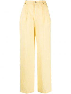 Ľanové rovné nohavice Forte Dei Marmi Couture žltá