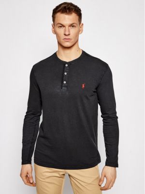 Polo majica z dolgimi rokavi Polo Ralph Lauren črna