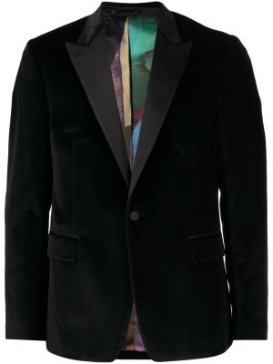 Slim fit žametna ukrojena obleka iz rebrastega žameta Paul Smith črna