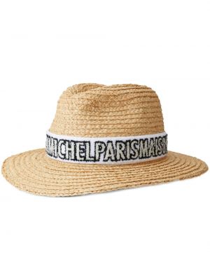 Raštuotas kepurė Maison Michel smėlinė