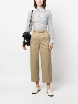 Spodnie bawełniane plisowane Thom Browne beżowe