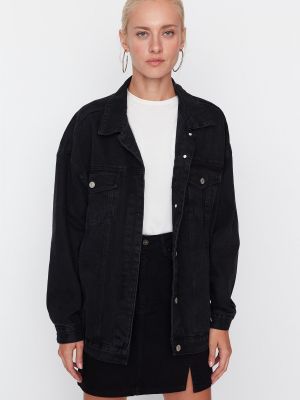 Oversized denim jakna Trendyol črna