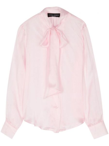 Μεταξωτό πουκάμισο με φιόγκο Hebe Studio ροζ